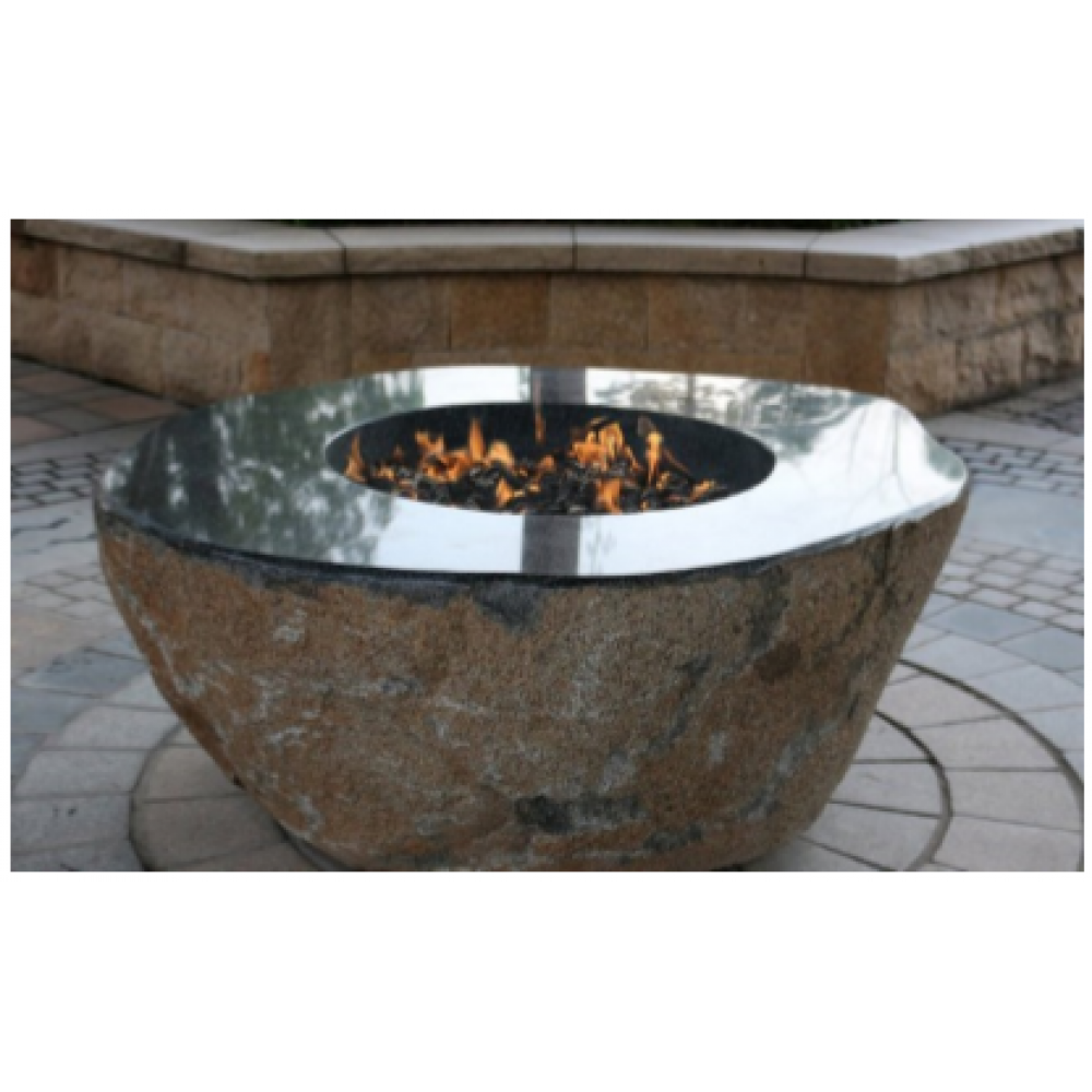 Elementi Large Granite Outdoor Firepit, Large Natural Gas Fire Pit